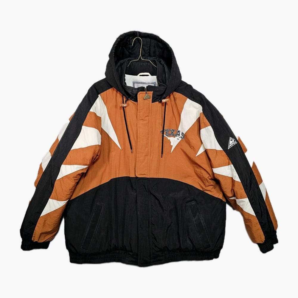 Vtg Texas Longhorns Apex One Jacket Mens XL Puffer Hoodie Oversized Embroidered